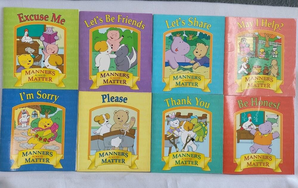 "Manners Always Matters" Set Of 8 Small Books Kindness Honesty Sorry Helping